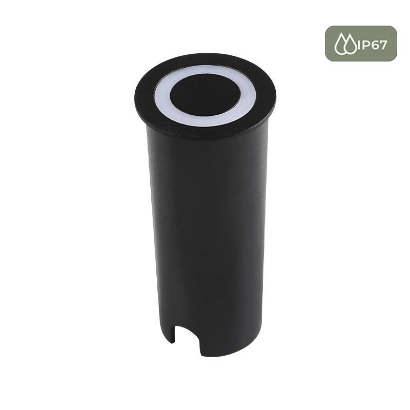 Embutido de Solo Nordecor Siva Ring Redondo 3 watts IP67 3000K Preto Bivolt Ø42x92mm 6972