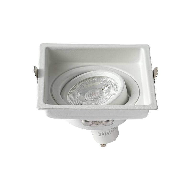 Spot Embutir Nordecor Loyo Pro Alumínio Quadrado 1L Dicroica MR16 Branco Ø92x92x40mm 80035