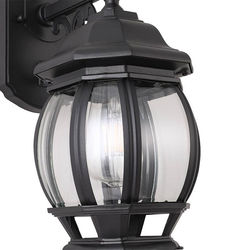 Arandela Nordecor Colonial Mareno Inferior Preto Alumínio e Vidro 1L E27 505x152x225mm 80056
