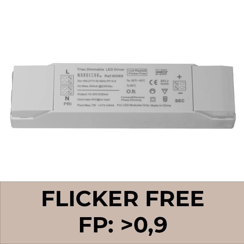 Driver Nordecor Dimerizável Triac para Powerlux 7 watts Bivolt Flicker Free 80069