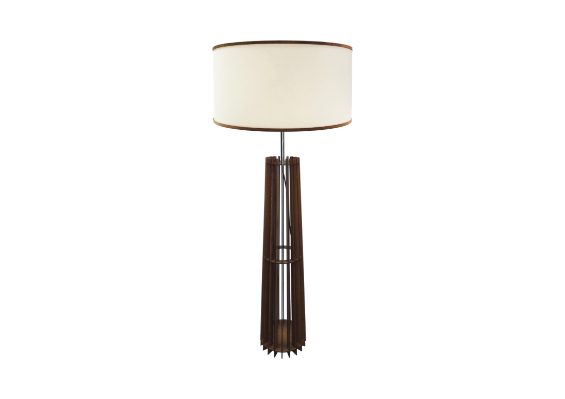 Meia Coluna Classic Lar Cônica Madeira e Tecido 1L E27 Ø300x1100mm 1096