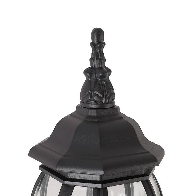 Arandela Nordecor Colonial Mareno Superior Preto Alumínio e Vidro 1L E27 505x152x225mm 80055