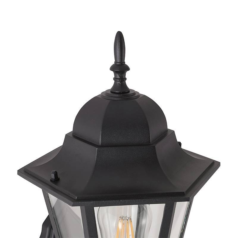 Arandela Nordecor Colonial Vitare Preto Alumínio e Vidro 1L E27 420x205x265mm 80059