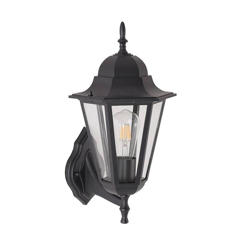 Arandela Nordecor Colonial Vitare Preto Alumínio e Vidro 1L E27 420x205x265mm 80059
