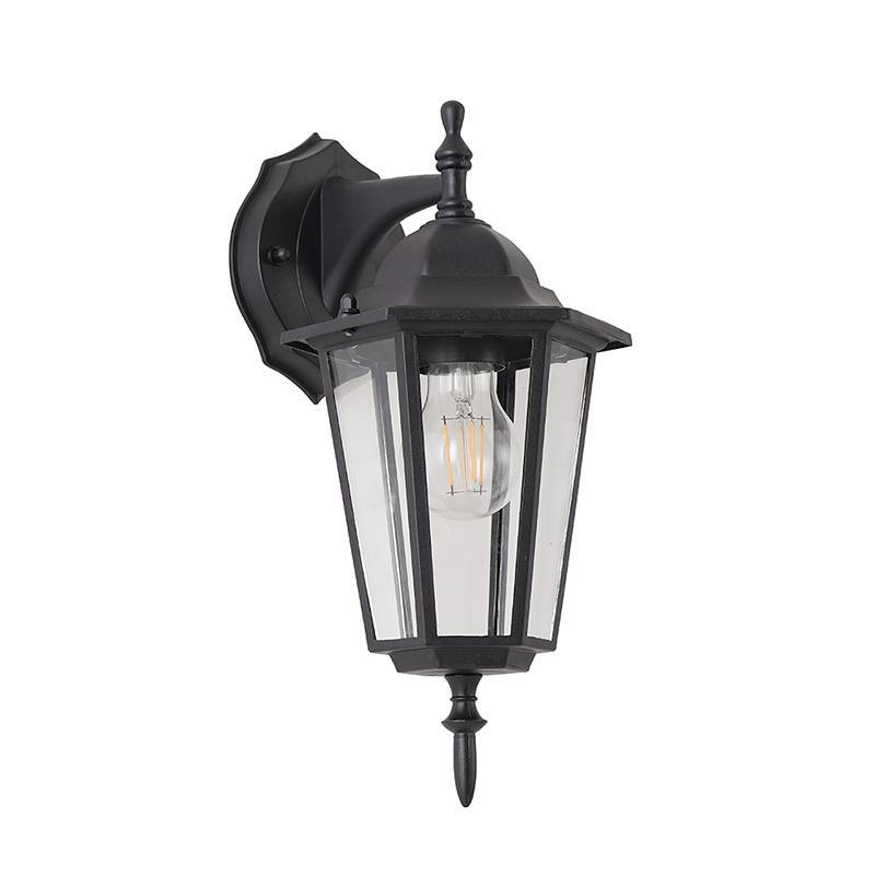 Arandela Nordecor Colonial Vitare Inferior Preto Alumínio e Vidro 1L E27 350x150x210mm 80061