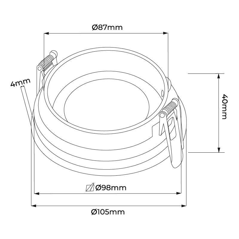 Spot Embutir Nordecor Loyo Pro Alumínio Redondo 1L PAR20 Branco Ø105x40mm 80025