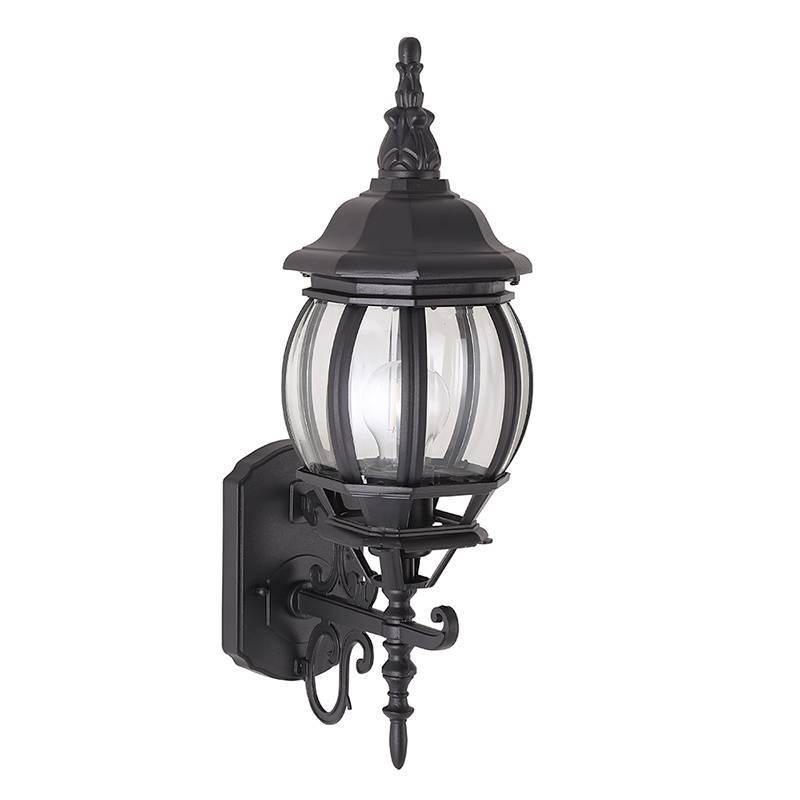 Arandela Nordecor Colonial Mareno Superior Preto Alumínio e Vidro 1L E27 505x152x225mm 80055