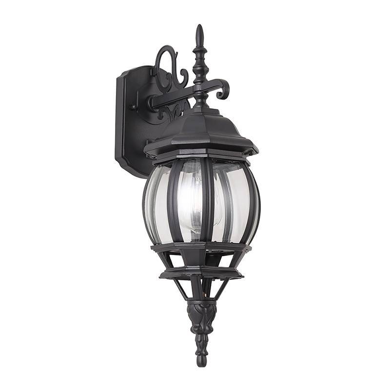 Arandela Nordecor Colonial Mareno Inferior Preto Alumínio e Vidro 1L E27 505x152x225mm 80056
