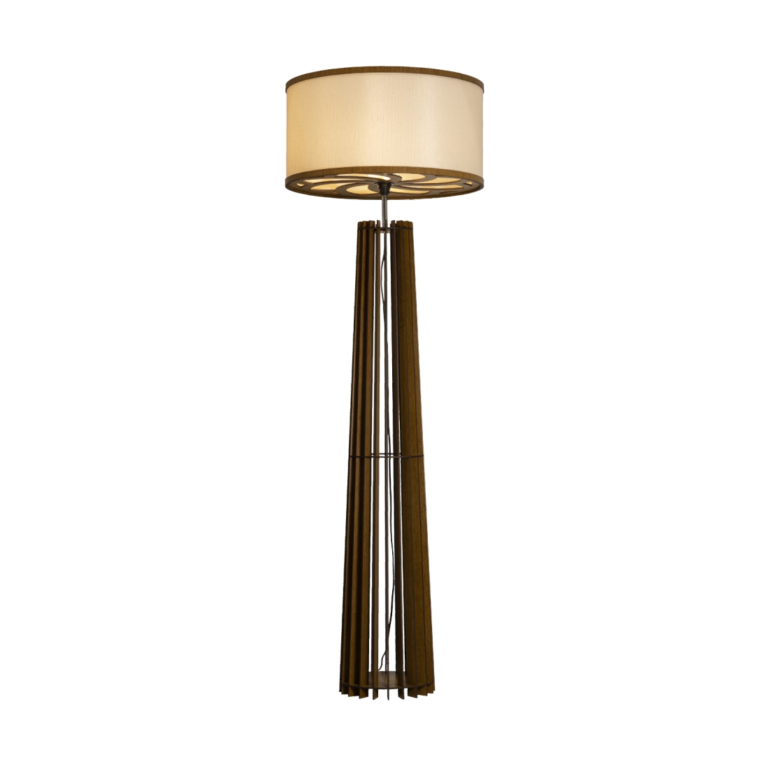 Coluna Classic Lar Cônica Madeira e Tecido 1L E27 Ø300x1400mm 1095
