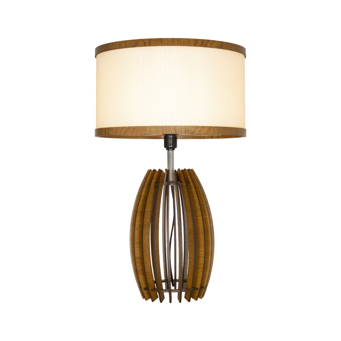 Abajur Classic Lar Tambor Madeira e Tecido 1L E27 Ø350x530mm 1014

