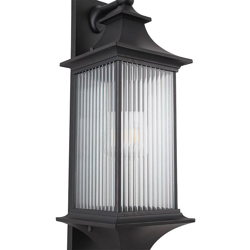 Arandela Nordecor Colonial Villano Preto Alumínio e Vidro 1L E27 720x205x230mm 80049