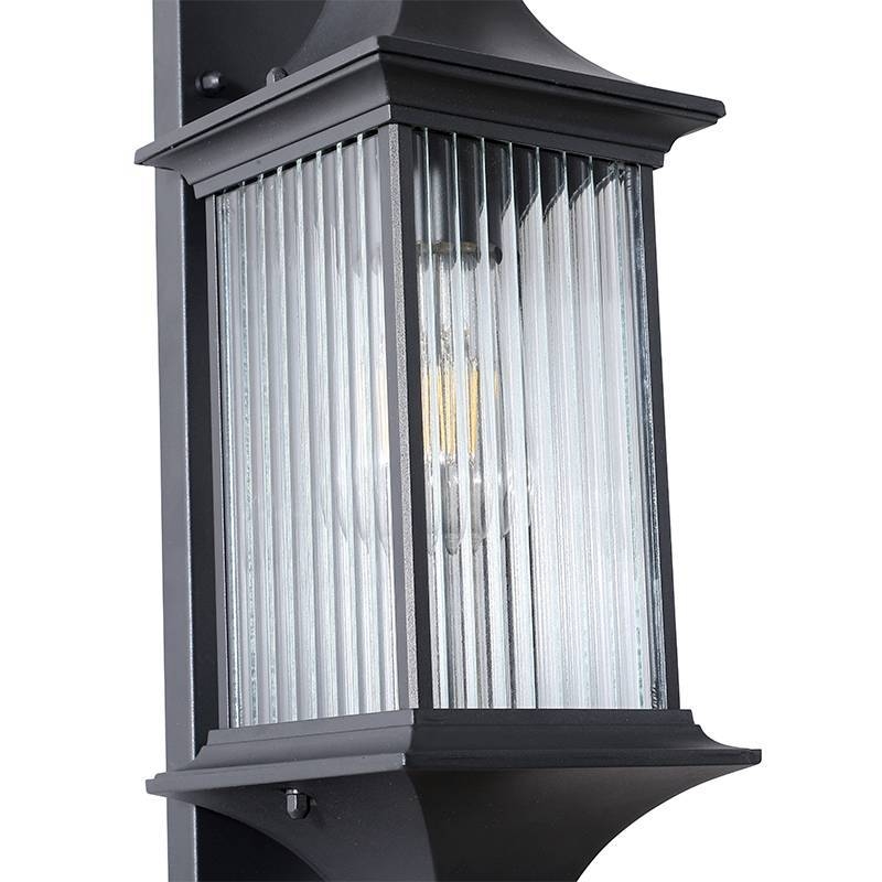 Arandela Nordecor Colonial Villano Preto Alumínio e Vidro 1L E27 500x150x170mm 80050