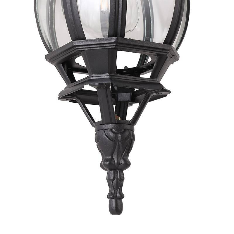 Arandela Nordecor Colonial Mareno Inferior Preto Alumínio e Vidro 1L E27 505x152x225mm 80056