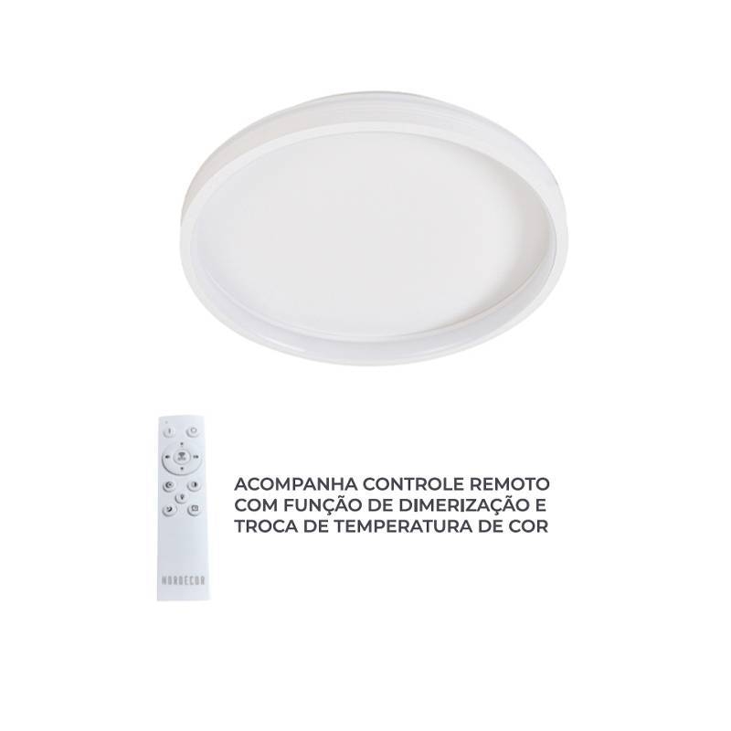 Plafon Nordecor Glyn 32 watts Multitemperatura Branco Ø400x70mm 90024