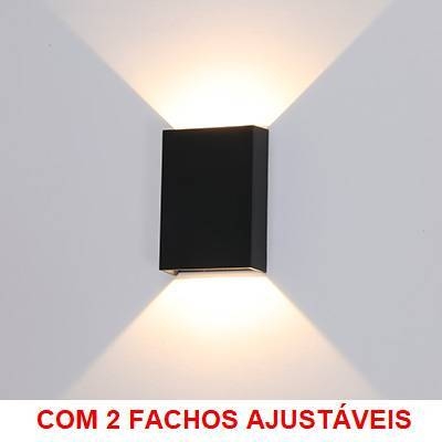 Arandela Nordecor Fips 4 watts 3000K Fachos Ajustáveis IP65 Preto 121x86x30mm 2969