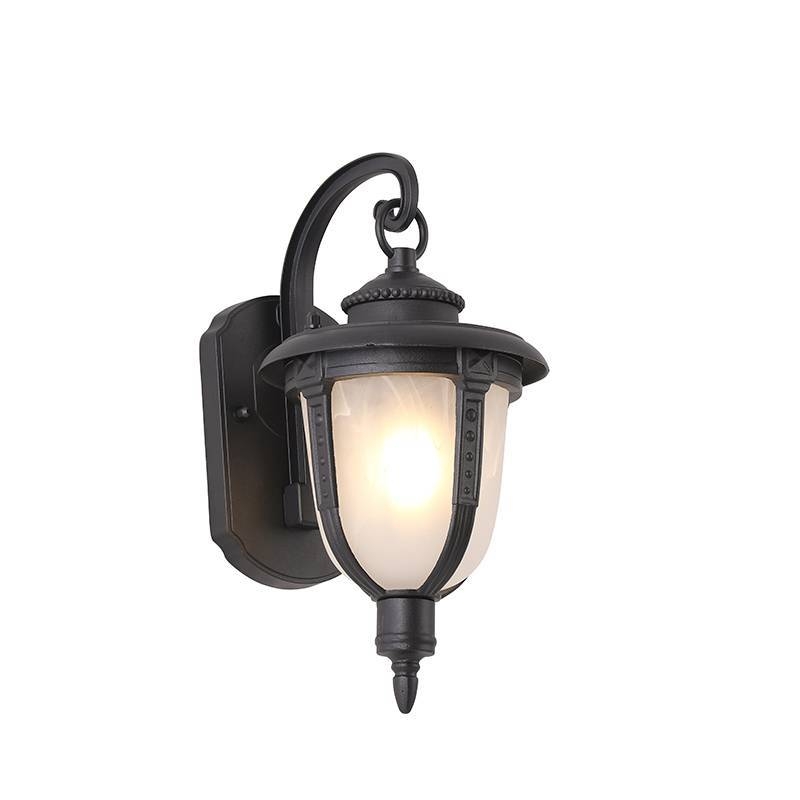 Arandela Nordecor Colonial Castelli Preto Alumínio e Vidro 1L E27 315x163x205mm 80063