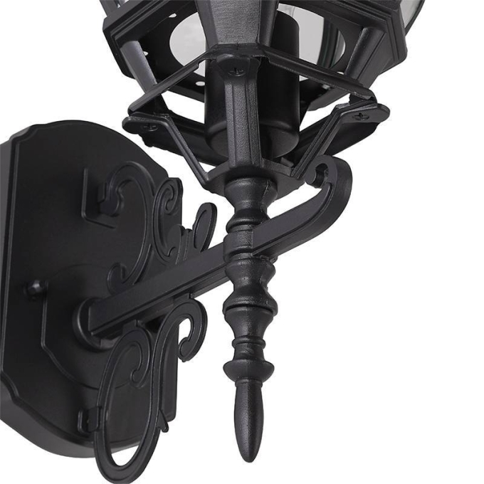 Arandela Nordecor Colonial Mareno Superior Preto Alumínio e Vidro 1L E27 505x152x225mm 80055