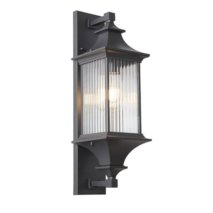 Arandela Nordecor Colonial Villano Preto Alumínio e Vidro 1L E27 500x150x170mm 80050