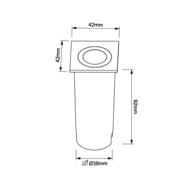 Embutido de Solo Nordecor Siva Ring Quadrado 3 watts IP67 3000K Preto Bivolt Ø42x92mm 6973