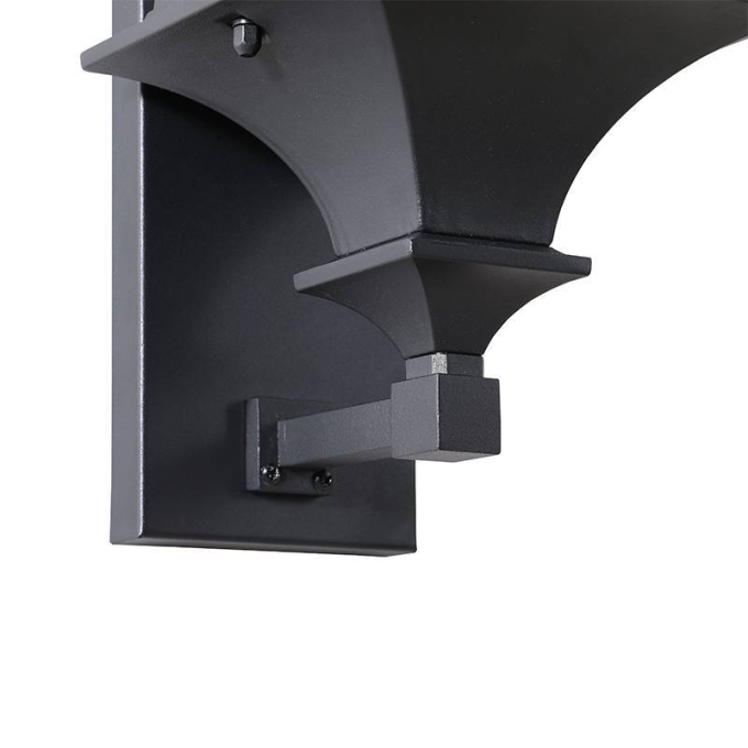 Arandela Nordecor Colonial Villano Preto Alumínio e Vidro 1L E27 500x150x170mm 80050