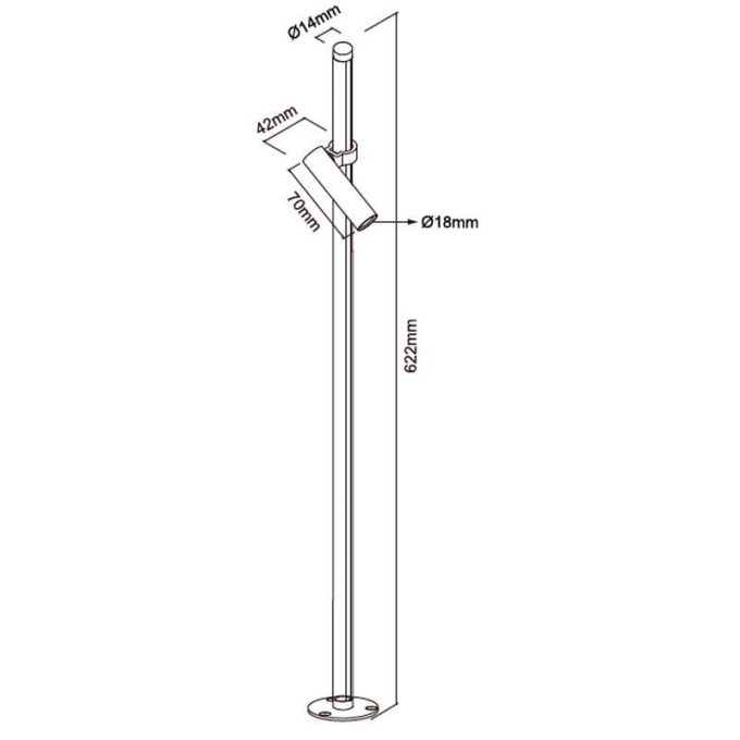 Espeto de Jardim Nordecor Keny Slide 2 watts 3000K 24° IP65 IRC90 Ø14x622mm 6992