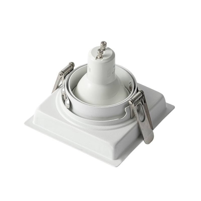 Spot Embutir Nordecor Loyo Pro Alumínio Quadrado 1L Dicroica MR16 Branco Ø92x92x40mm 80035