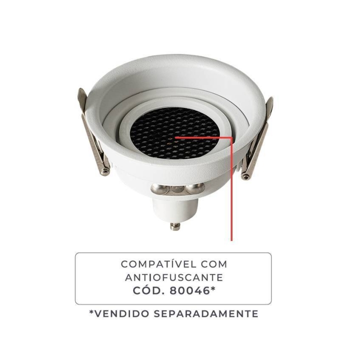 Spot Embutir Nordecor Loyo Pro Alumínio Redondo 1L Dicroica MR16 Branco Ø83x40mm 80023