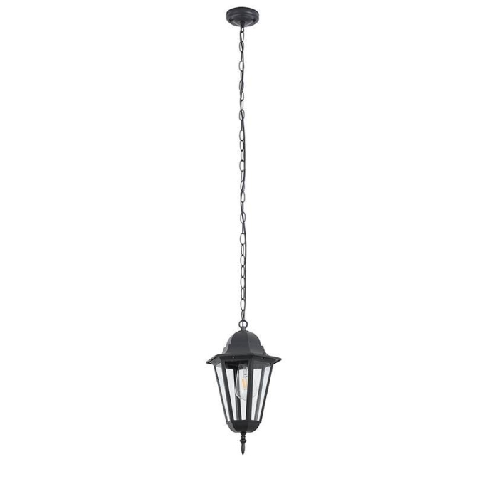 Pendente Nordecor Colonial Vitare Preto Alumínio e Vidro 1L E27 405x235mm 80058