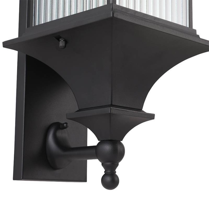 Arandela Nordecor Colonial Villano Preto Alumínio e Vidro 1L E27 720x205x230mm 80049