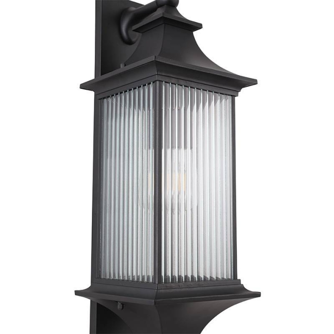 Arandela Nordecor Colonial Villano Preto Alumínio e Vidro 1L E27 720x205x230mm 80049