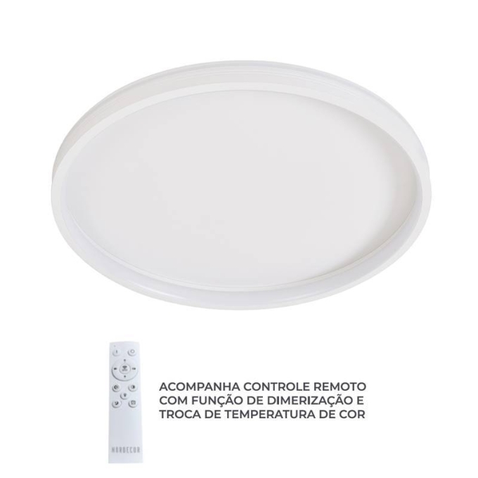 Plafon Nordecor Glyn 48 watts Multitemperatura Branco Ø500x70mm 90025