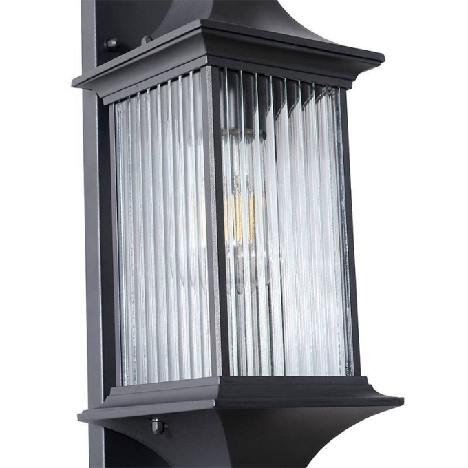 Arandela Nordecor Colonial Villano Preto Alumínio e Vidro 1L E27 500x150x170mm 80050