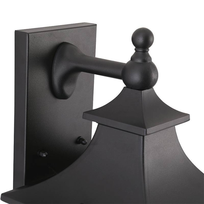 Arandela Nordecor Colonial Villano Preto Alumínio e Vidro 1L E27 720x205x230mm 80049