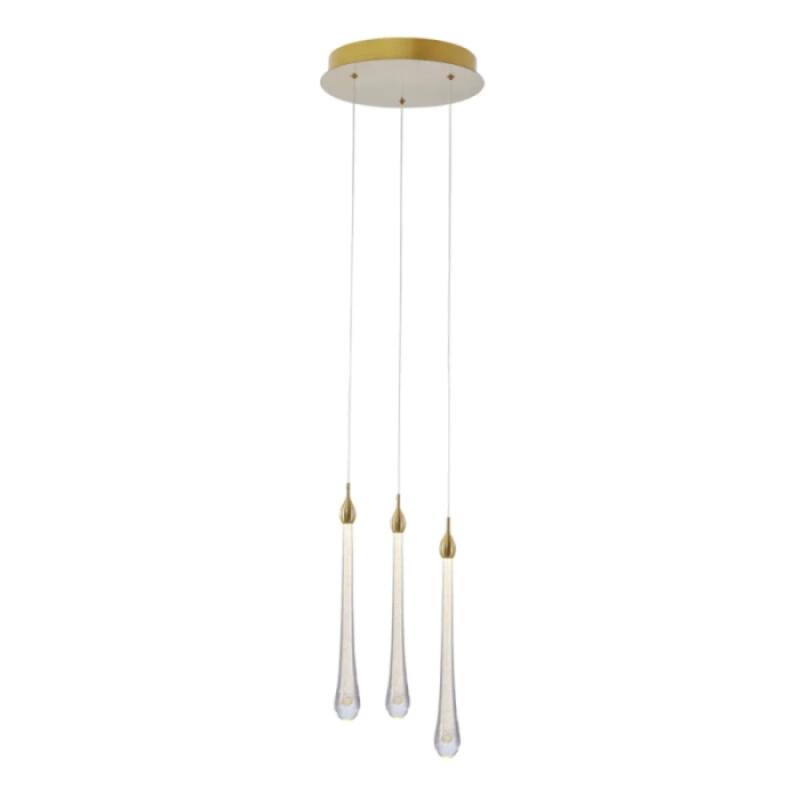 Pendente Bella Goccia Metal Dourado 3x 3 watts 3000K Ø300x410mm OC002M