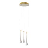Pendente Bella Goccia Metal Dourado 3x 3 watts 3000K Ø300x410mm OC002M