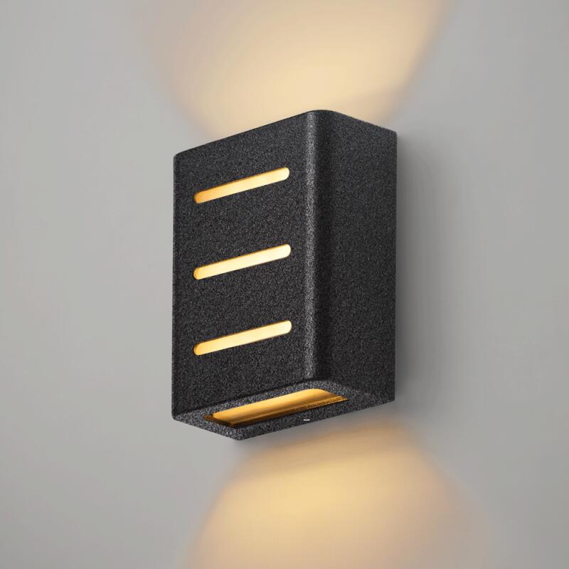 Arandela Germany Fussen 3 Aletas Alumínio Preto Texturizado e Vidro 2L G9 IP43 130x100x50mm 15133410-51
