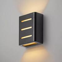 Arandela Germany Fussen 3 Aletas Alumínio Preto Fosco e Vidro 2L G9 IP43 130x100x50mm 15133410-16