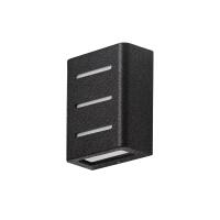 Arandela Germany Fussen 3 Aletas Alumínio Preto Texturizado e Vidro 2L G9 IP43 130x100x50mm 15133410-51