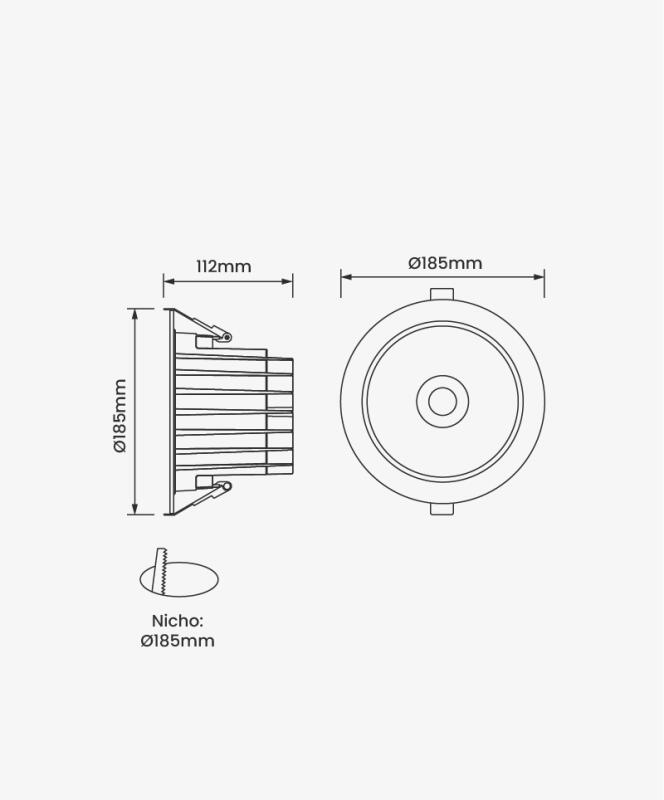 Spot LED Power Downlight Opus 50° 30 watts 3000K Branco Bivolt  Ø185×112mm OPS 01085
