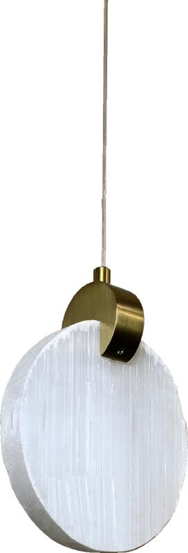 Pendente Skylight Sand Dourado e Pedra Selenita Redondo 3 Watts 3000K Bivolt 150x170mm SKY-3052RD-SL