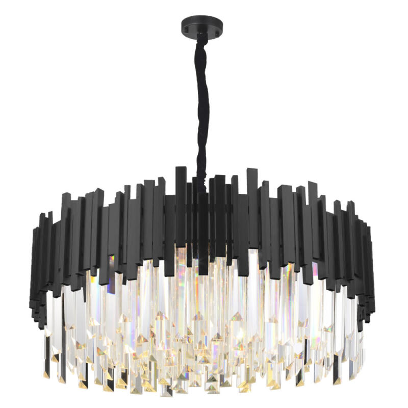 Lustre Skylight Fancy Preto e Cristais Transparentes 14L G9 Bivolt 800x190x330mm SKY-3013L-PT