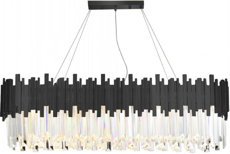 Lustre Skylight Fancy Retangular Preto e Cristais Transparentes 12LG9 Bivolt 1200X300X330mm SKY-3013-1L-PT