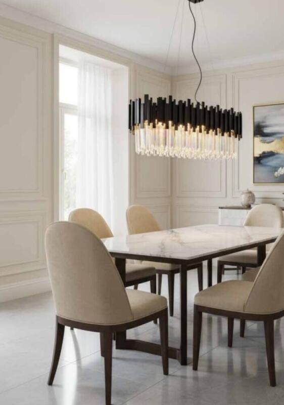 Lustre Skylight Fancy Retangular Preto e Cristais Transparentes 12LG9 Bivolt 1200X300X330mm SKY-3013-1L-PT