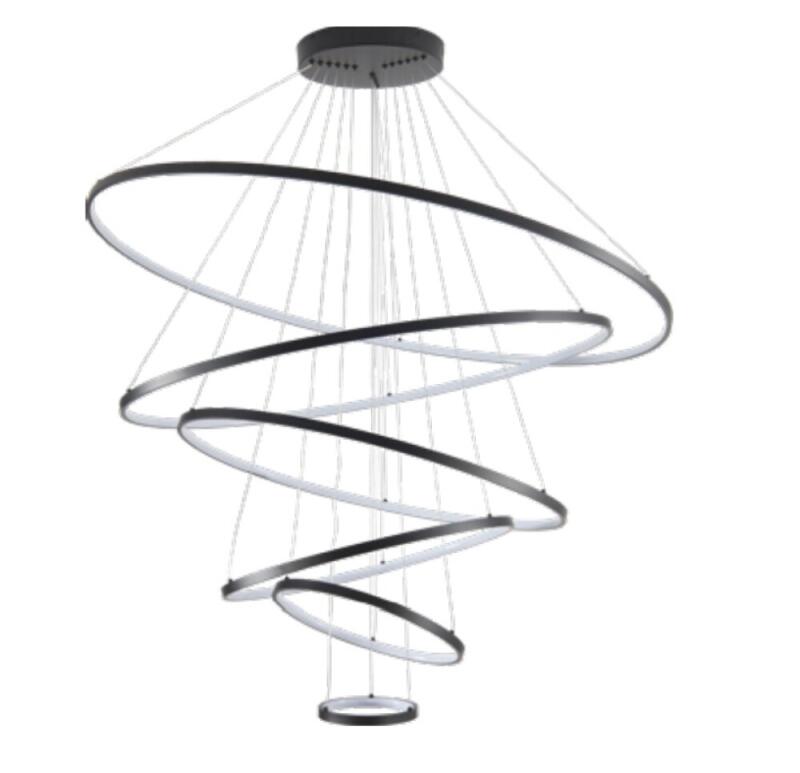 Pendente Skylight Júpiter Preto 175 Watts 3000K Bivolt Ø1200 Ø1000 Ø800 Ø600 Ø400 Ø200mm  SKY-4039PT
