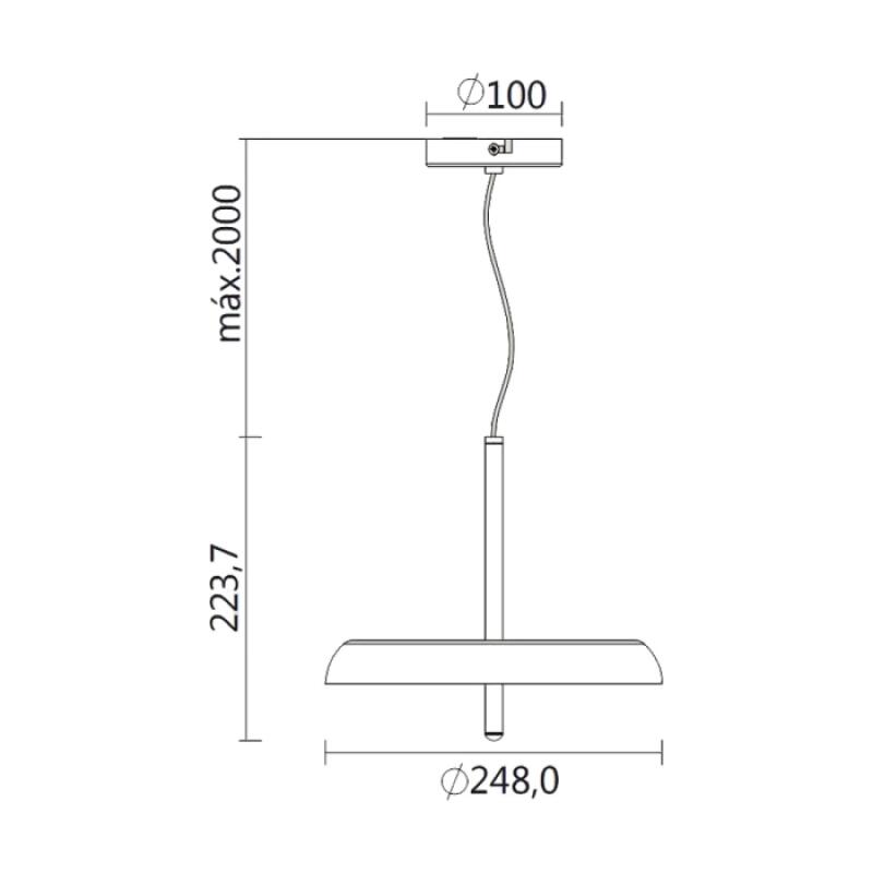 Pendente Spotline Dalu Direto 20 watts 3000K 248×248×223,7mm 1146/25