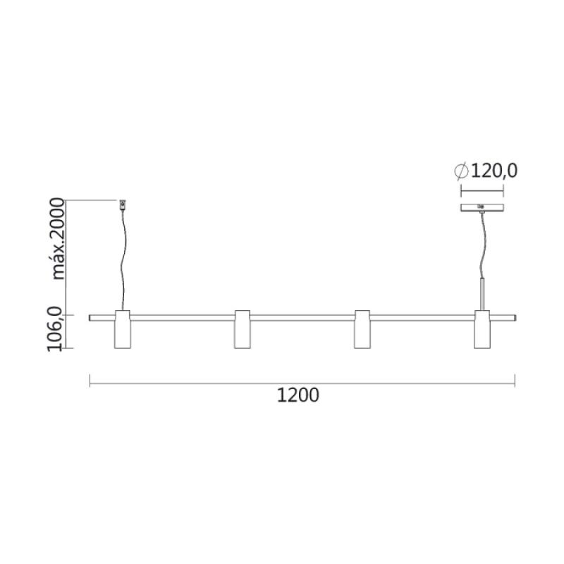Pendente Spotline Flash 4L MR11 Bivolt 1200x120x106mm 1175/4