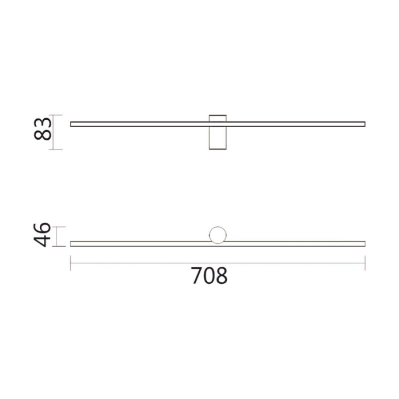 Arandela Spotline Nano Linear 5 Watts 3000K Bivolt 83x708x46,7mm 1168/70