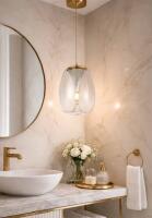 Pendente Skylight Vortex Dourado e Vidro Transparente 8 Watts 3000k Bivolt 200x280mm SKY-4141TP