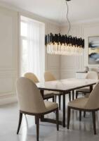 Lustre Skylight Fancy Retangular Preto e Cristais Transparentes 12LG9 Bivolt 1200X300X330mm SKY-3013-1L-PT